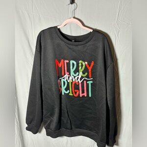 SHEIN 4xl Merry and Bright Black Sweatshirt